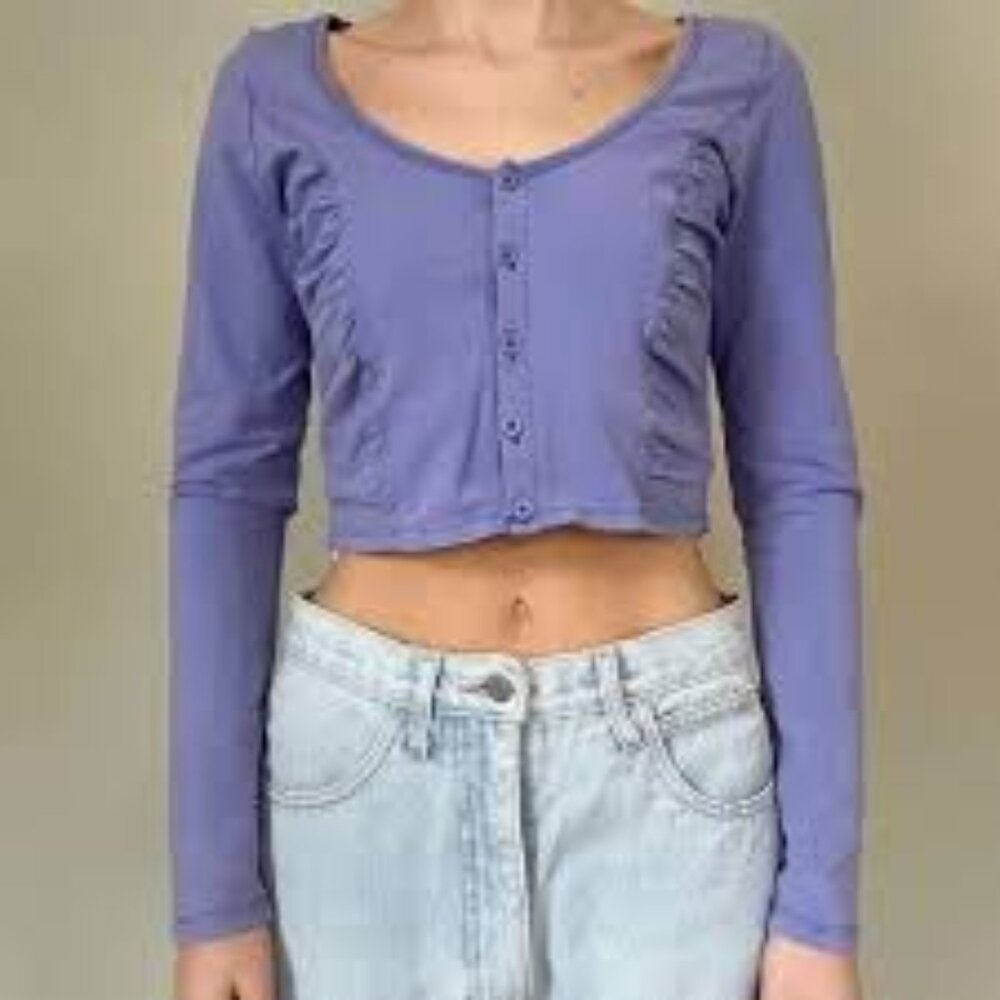 NWOT Urban Outfitters Out From Under Button Front Long Sleeve Crop Top
